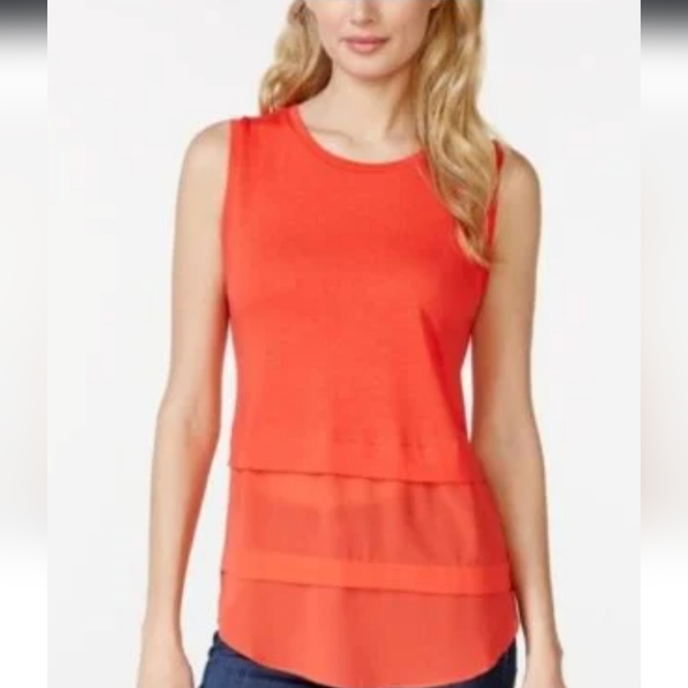Michael Michael Kors Vibrant Orange Layered Tank Top